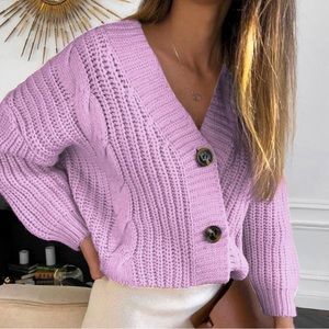 Purple crop knit sweater